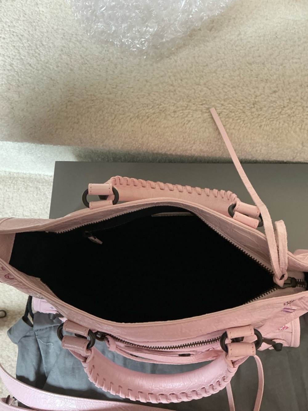 GORGEOUS BALENCIAGA LE CITY SMALL PINK STICKERS SATCHEL CROSSBODY BAG - Picture 12 of 16